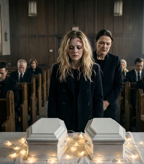 På begravningen för mina tvillingar, när deras små kistor låg framför mig, lutade sig min svärmor nära och fräste: ”Gud tog dem, för Han visste vilken sorts mamma du var.” Jag brast ut i gråt och skrek: ”Kan du inte bara hålla tyst – bara för idag?” Då slog hon mig, pressade mitt huvud mot kistan och viskade: ”Håll dig tyst, annars blir du nästa.” Men det som hände sedan… det var ingen beredd på.