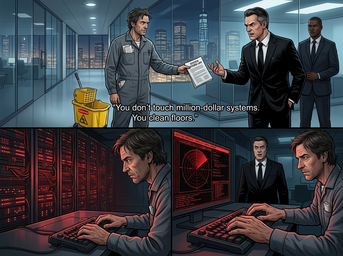 Single Dad Took a Night Cleaning Job at Arden Systems, Treated Like He Was Invisible on the 47th Floor—Until He Walked Into the Server Room, Touched the Atlas System Worth Hundreds of Millions, and the Next Morning the CEO Watched the Camera Footage and Asked, “Who Is the Cleaning Guy?”