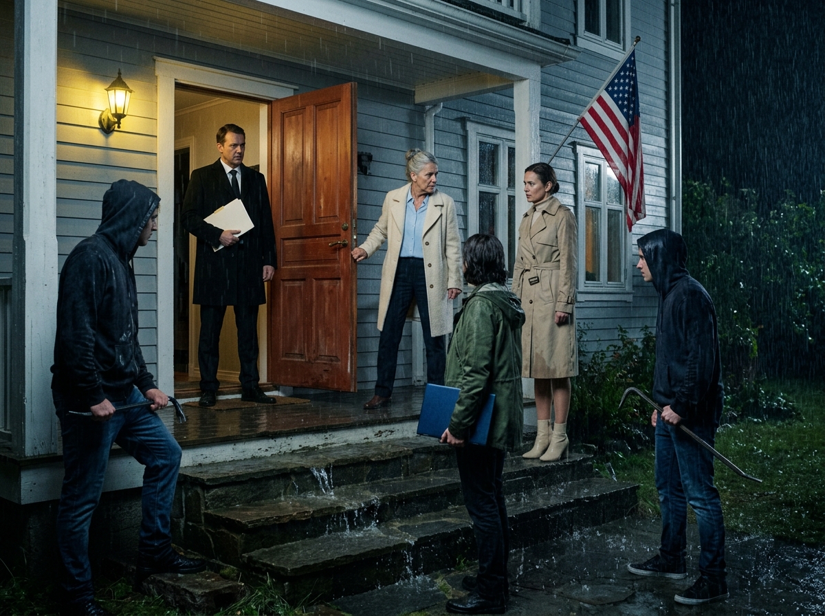 At 5 A.M., Someone Was Pounding On My Door… Even Though I Had Changed Every Lock. Then I Heard My Son And Daughter-In-Law Outside — And Someone With Them, Trying To Get The Door Open. “I Need To Come In,” My Son Called. I Opened The Door Myself. The Moment They Saw Who Was Standing Behind Me, The Whole Porch Went Quiet.